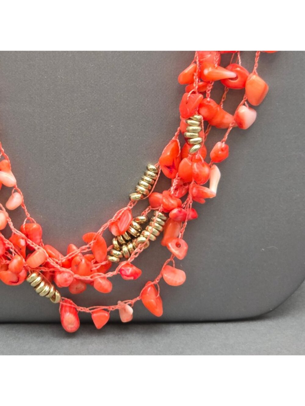 Kenneth Cole Coral Chip Necklace 28" Multi Strand Statement - Picture 2 of 10